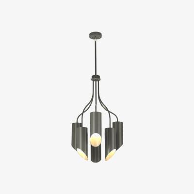 Olivia's Elstead Quinto 6 Light Chandelier Dark Grey Polished Nickel