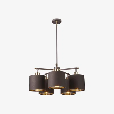 Olivia's Elstead Balance 5 Light Chandelier Brown and Polished Brass