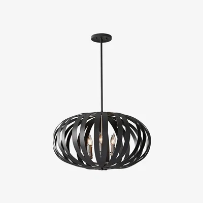 Olivia's Elstead Woodstock 6 Light Chandelier Textured Black