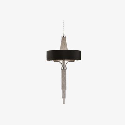 Olivia's Libra Metal Chandelier In Nickel Finish & Black Shade / Black/Silver / Small