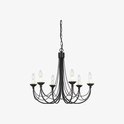 Olivia's Elstead Carisbrooke 6 Light Chandelier Black