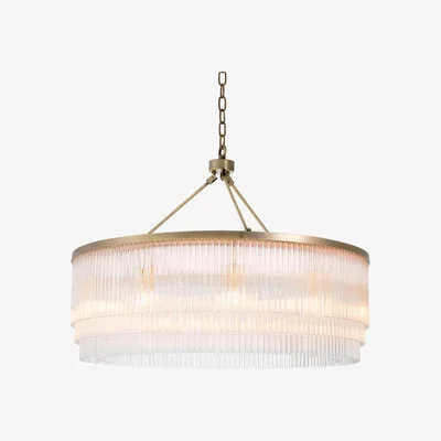 Olivia's Eichholtz Hector Chandelier in Light Brushed Brass Finish