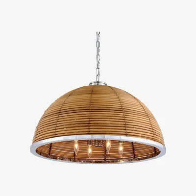 Olivia's Hudson Valley Lighting Carayes Rattan And Stainless Steel 8lt Chandelier