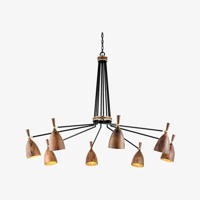 Olivia's Hudson Valley Lighting Utopia Hand Crafted Iron And Acacia 8lt Chandelier