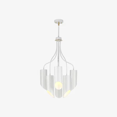Olivia's Elstead Quinto 6 Light Chandelier White Aged Brass