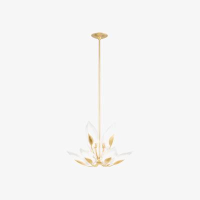Olivia's Hudson Valley Lighting Blossom Chandelier in Soft Off White & Gold Leaf / 10 Light