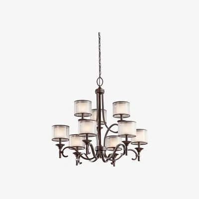 Olivia's Elstead Lacey 9 Light Chandelier Mission Bronze