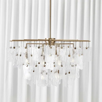 Olivia's Uttermost Black Label Seeded Shield, 8 Light Chandelier