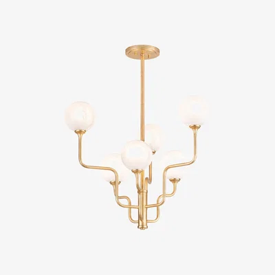 Olivia's Hudson Valley Lighting 6 Light Chandelier in Vintage Gold Leaf