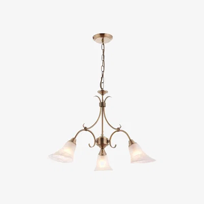 Perch and Parrow Adina Antique Brass 3 Light Chandelier