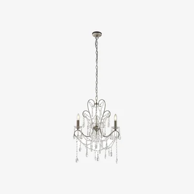 Perch and Parrow Luc 3-Light Vintage Chandelier in Silver & Clear Cut Glass