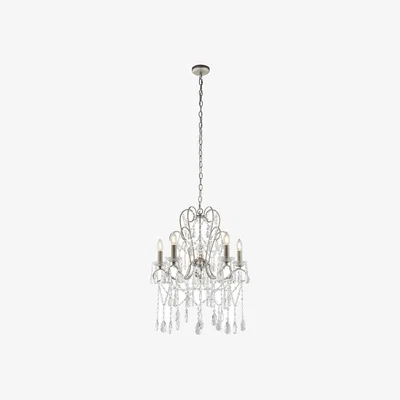 Perch and Parrow Luc 5-Light Vintage Chandelier in Silver & Clear Cut Glass