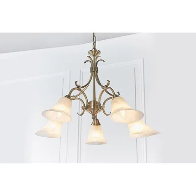 Perch and Parrow Adina Antique Brass 5 Light Chandelier