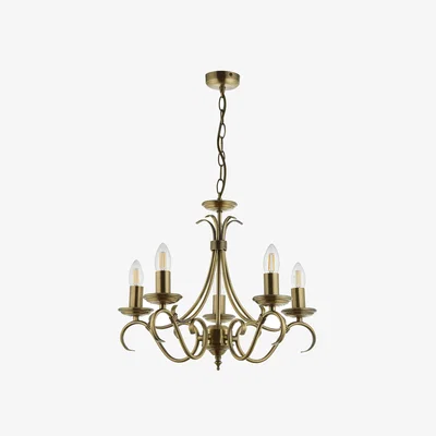 Pagazzi Bernice Antique Brass 6 Light Chandelier Ceiling Light