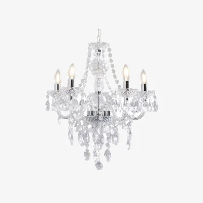 Pagazzi Vivienne 5 Light Chrome & Clear Chandelier Ceiling Pendant