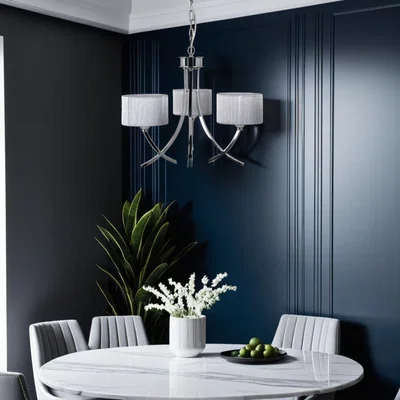 Pagazzi Justina 3 Light Polished Chrome Chandelier with Silver String Shade