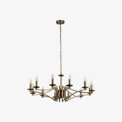 Pagazzi Ascot 12 Light Antique Brass Chandelier