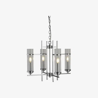 Pagazzi Milo Polished Chrome and Clear Glass Cylinder 4 Light Ceiling Light