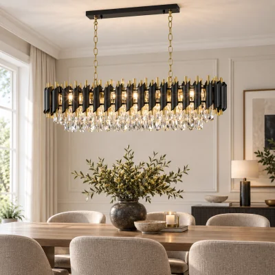 Pagazzi Cristal Black & Gold 10 Light Chandelier
