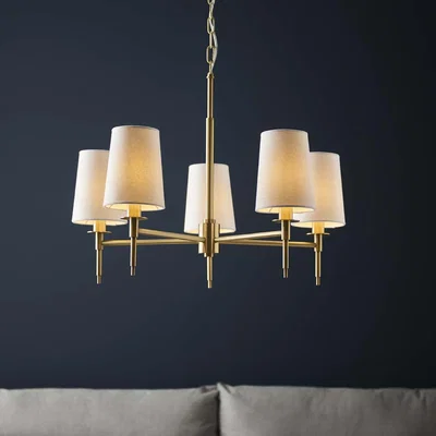 Pagazzi Obasi 5-Light Satin Brass Shaded Chandelier