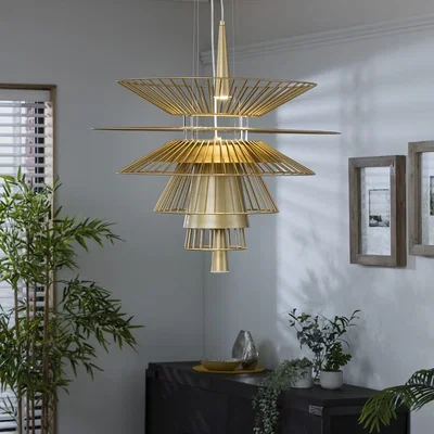 Quatropi Modern Layered Chandelier Ceiling Light - Unique Design Black Metal Pendant 68cm (Copy)