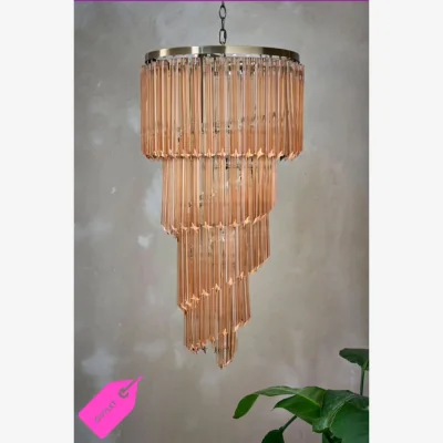 Rockett St George 3-Tier Champagne Pink Glass Chandelier - SECONDS