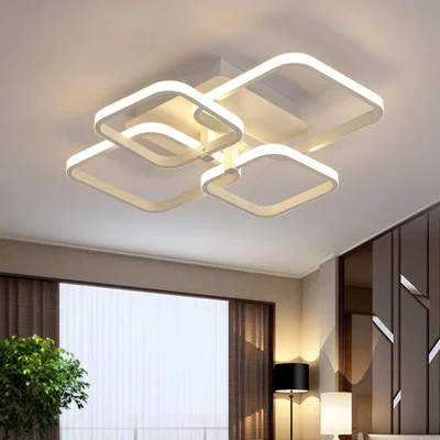 The Range Modern Chandelier Ceiling Light (White Frame) - White / Dimmable
