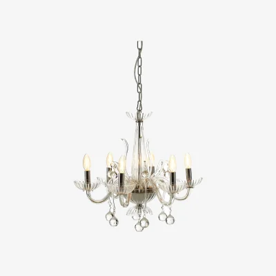 The Range Morano 6 Bulb Clear Crystal Glass Chandelier - Clear