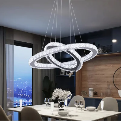 The Range Chandelier 2 Rings Silver Dimmable - Silver