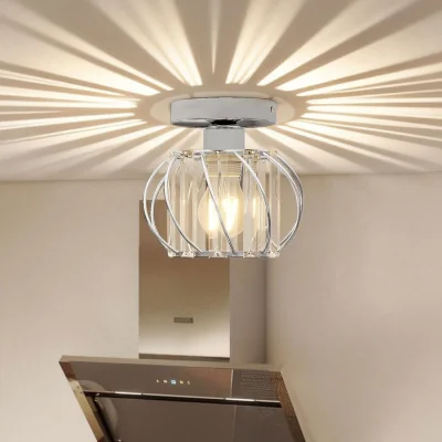 The Range Crystal Ceiling Light Semi Flush Chandelier - Silver