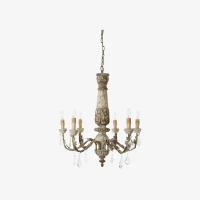 The Range Pavatti Carved Wooden 6 Arm Chandelier