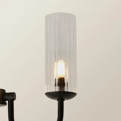 The Range Canya 3 Way Chandelier Ceiling Light with Ribbed Shades - Matte Black / 1.11kg