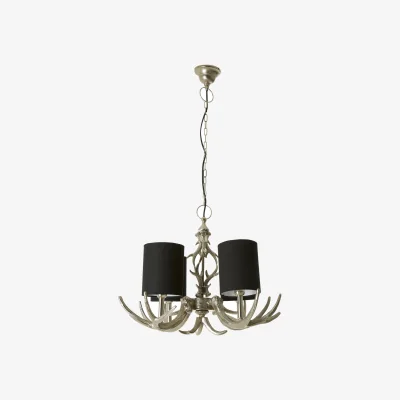 The Range Antler 4 Shade Chandelier - Black, Silver
