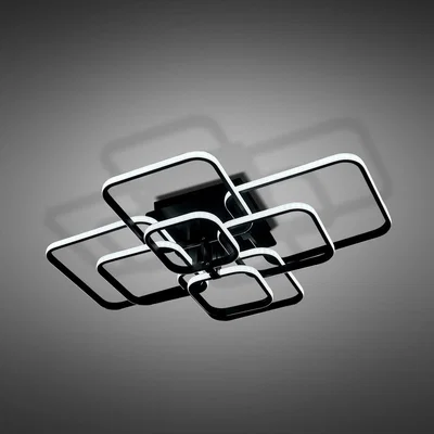 The Range Square Chandelier Ceiling Light (Black Frame) - Black / 215W / 20cm