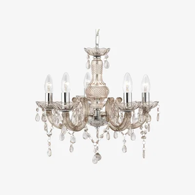 The Range Marie Therese 5 Light Chandelier Mink Finish with Acrylic Crystals, E14 - Mink