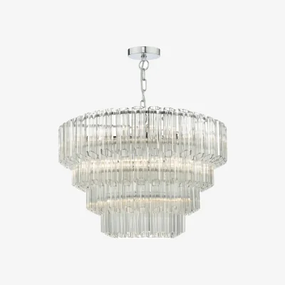 The Range Tuvalu 9 Light Chandelier Glass Polished Chrome