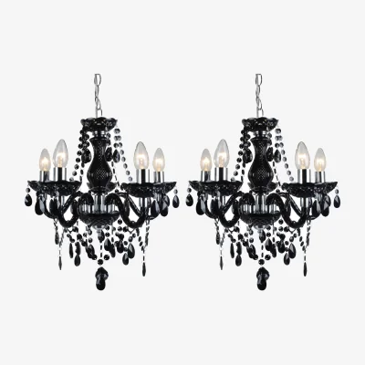 The Range Set Of 2 Black And Chrome Marie Therese Style 5 X 40w Chandelier - Black