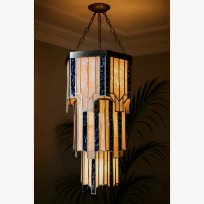 Rockett St George Stunning 3-Tier Marble-Effect Glass Chandelier
