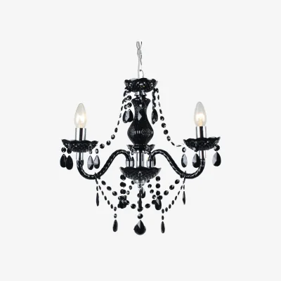 The Range Black And Chrome Marie Therese 3 Light Ceiling Pendant Chandelier - Black & Chrome