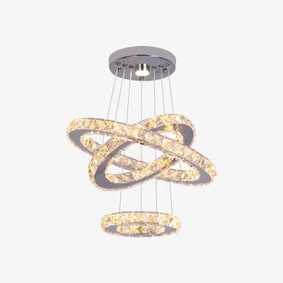 The Range Chandelier Silver 3 Rings 3 Color Lights - Silver
