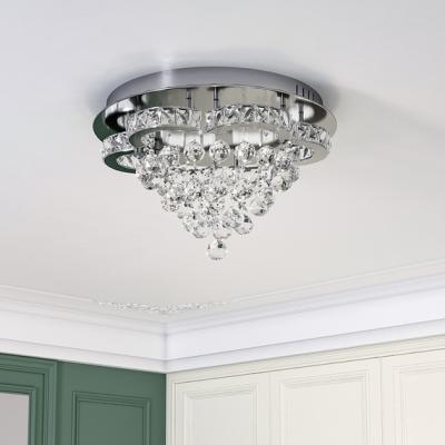 The Range Round Floral LED Semi Flush Mount Chandelier - Silver