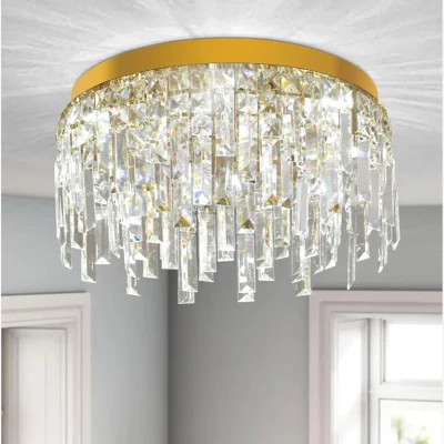 The Range Chandelier Crystal Gold Round - Gold