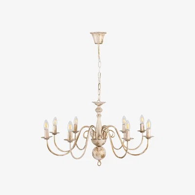 The Range Traditional Style 8 Way White Distressed Ceiling Light Chandelier Fitting - White