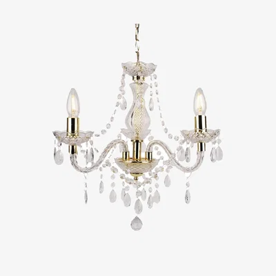The Range Clear And Gold Marie Therese Style 3 X 40w Chandelier - Clear
