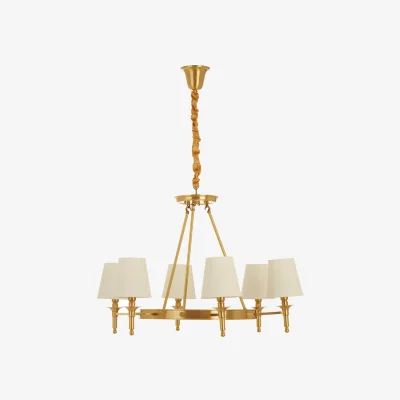 The Range Zina Copper Finish 6 Arm Chandelier - White, Gold