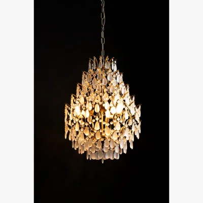 Rockett St George Gold Antique-Style Frosted Glass Teardrop Chandelier