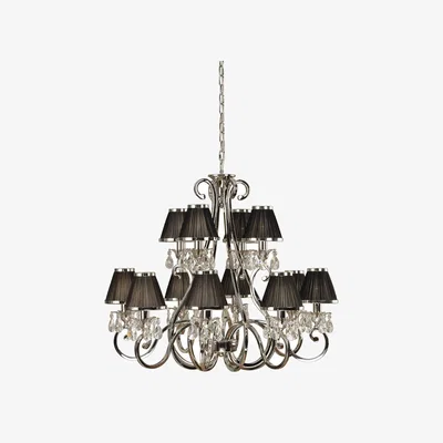 The Range Oksana 12 Light Multi Arm Chandelier Polished Nickel Plate Finish, E14 - Polished Nickel Plate