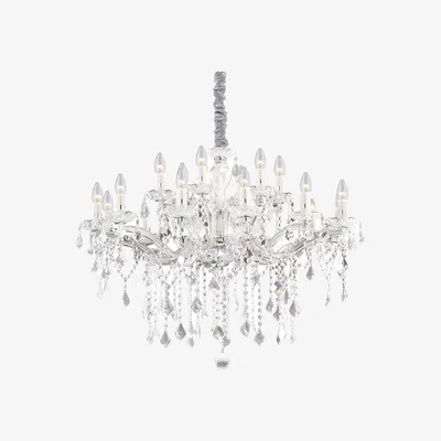 The Range Florian  18 Light Crystal Chandelier Chrome Finish, E14 - Chrome