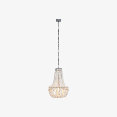 The Range Lapiz Antique White Wooden Beads Chandelier - White, Grey