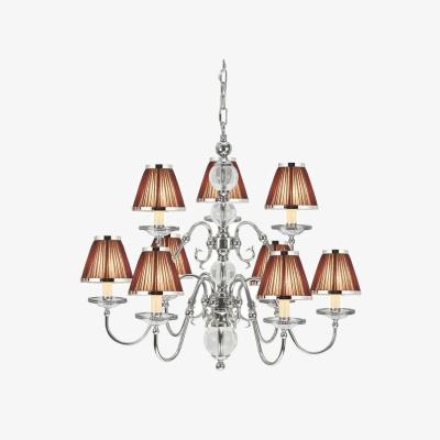 The Range Tilburg 9 Light Chandelier Polished Nickel Plate  Crystal Finish, E14 - Polished Nickel Plate